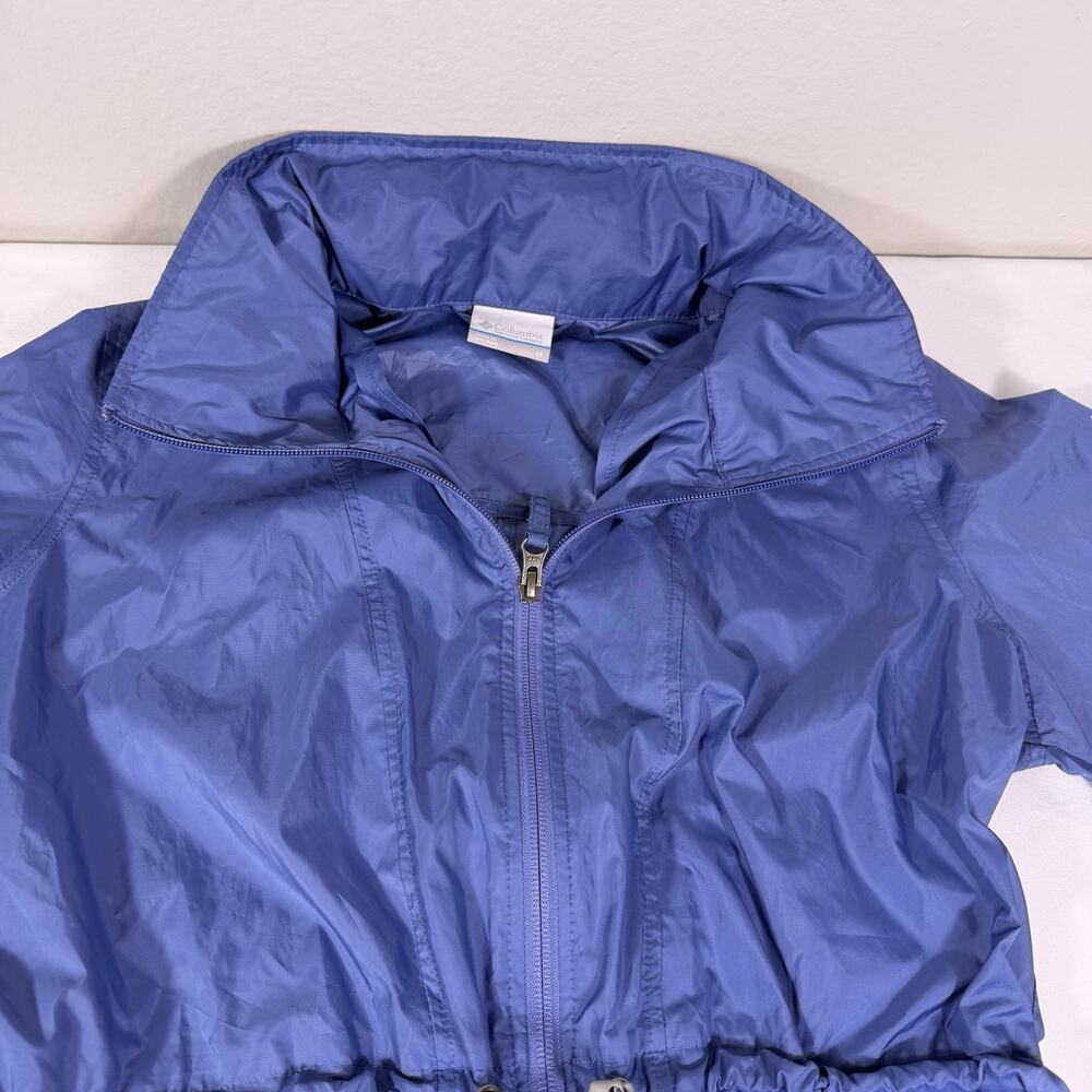 Columbia Women’s Blue Sustina Windbreaker, Cinched Waist, Stowaway Hoodie M - Picture 5 of 16